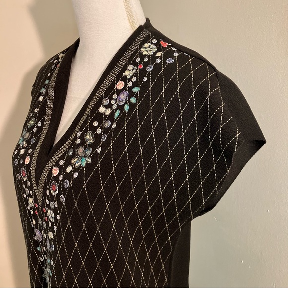 Zara tunic style mini dress, black with a splash of sparkle and color, v-neck S - Picture 2 of 6